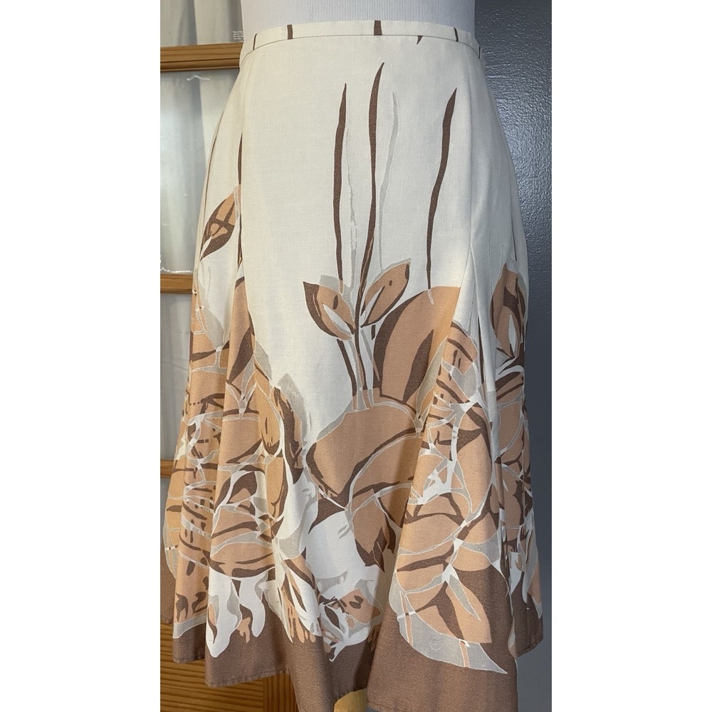 Jones Wear Floral Skirt Womens Sz 8 White Beige Cottagecore City Career
